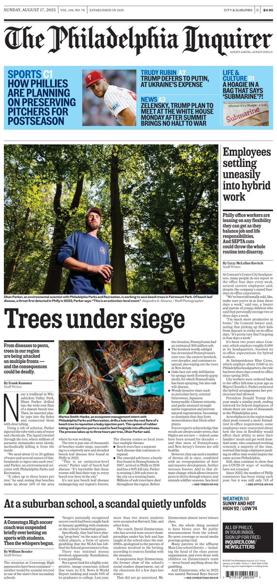 𝙵𝚛𝚘𝚗𝚝 𝙿𝚊𝚐𝚎𝚜 𝚃𝚘𝚍𝚊𝚢 📰 (@ukpapers) on Twitter photo 🇺🇸 Trees Under Siege
▫From diseases to pests, trees in our region are being attacked on multiple fronts - and the consequences could be deadly
▫Fank Kummer
#frontpagestoday #USA <a href="/PhillyInquirer/">The Philadelphia Inquirer</a> 🇺🇸 Trees Under Siege
▫From diseases to pests, trees in our region are being attacked on multiple fronts - and the consequences could be deadly
▫Fank Kummer
#frontpagestoday #USA <a href="/PhillyInquirer/">The Philadelphia Inquirer</a>