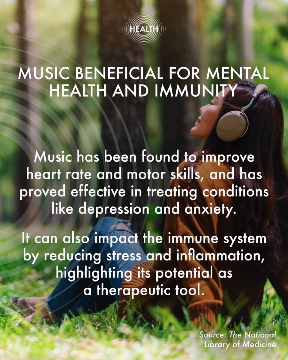 Tune_Your_Mind's tweet photo. Music plays a crucial role in daily life and has significant benefits for both physical and mental well-being. Beyond entertainment, research indicates that music can positively influence heart rate, motor skills, and immune function. https://t.co/Iba4b3rhmu