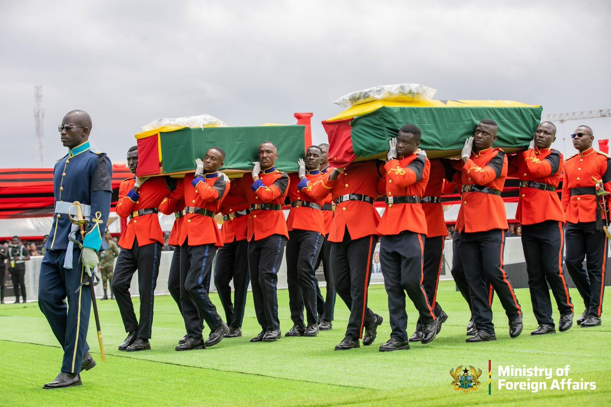 S_OkudzetoAblak's tweet photo. The Martyrs of August 6 received a deserving world-class heroes’ send-off. 

God bless all Ghanaians, and those who mourned with us across the globe. 

May the Lord console and heal our nation. 

Their unfinished mission for environmental justice must now be accomplished in earnest.