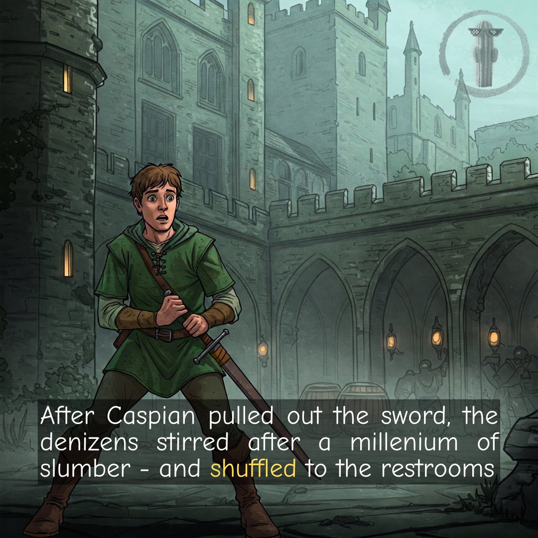 The_BackHander's tweet image. #FantasyHumor #MedievalMishap #ChosenOneFail #AbsurdComedy