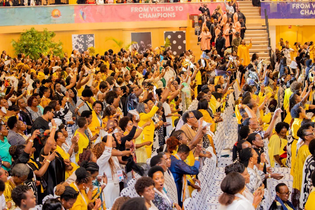 AWT_wfm's tweet photo. Day 1 was a spiritual explosion! Women gathered with open hearts,worshiping&amp;praising,receiving powerful blessings and divine breakthroughs. God’s presence transformed lives, broke chains, and ignited spirits.

#Day1#AWT25  #ApostleMignonneKabera
#FromVictimstoChampions #NFC #WFM https://t.co/ItRDsDJbW4