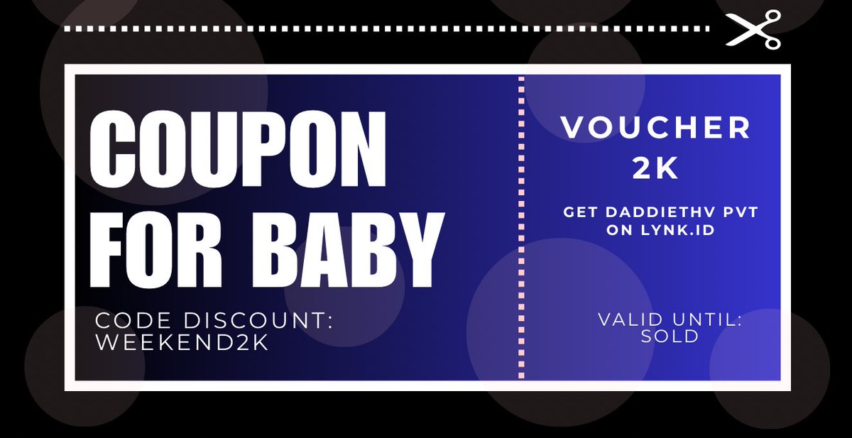 happy weekend, baby! ada kupon special untuk cantiknya saya. 

use code: WEEKEND2K (valid until sold)

list pvt yg bisa di purchase: lynk.id/daddiethv

enjoy, baby! ❤️