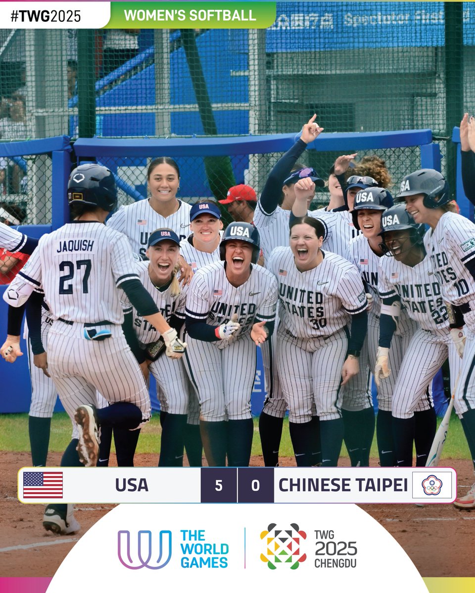 🥇🇺🇸 GOLD for USA! They are the Women’s Softball champions at The World Games 2025!

#TWG2025 #WomensSoftball