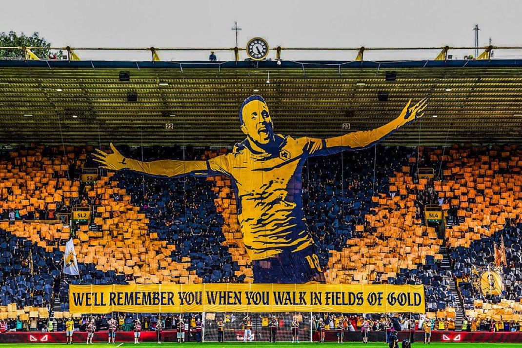 wolvespremier's tweet photo. Yesterday’s result is done.

But what will linger on is the perfectly executed vision by the @oldgoldpack on their tribute to Diogo Jota.

These images are now viral across the entire globe.  

This is a player who brought so much joy and his legacy lives on thanks to those who made this project a reality.

So many incredibly positive comments all down to a team of committed individuals putting their head above the parapet to make a difference.

Take a bow guys 🙌

‘Fields of Gold’