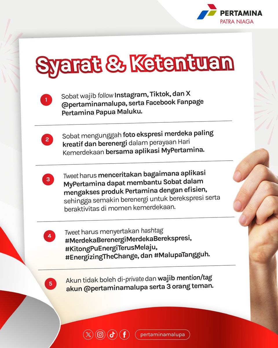 pertaminamalupa's tweet photo. ๐ขPENGUMUMAN๐ข
Karena besarnya antusiasme Sobat Pertamina, #PapaPerta dan #MamaMina mengumumkan bahwa kontes foto #MerdekaBerenergiMerdekaBerekspresi bersama MyPertamina DIPERPANJANG! ๐ฅณ
#HUTRI #KitongPuEnergiTerusMelaju #Giveaway #LombaFoto #KontesFoto #Kuis #Quiz https://t.co/JCvpJhVlZs