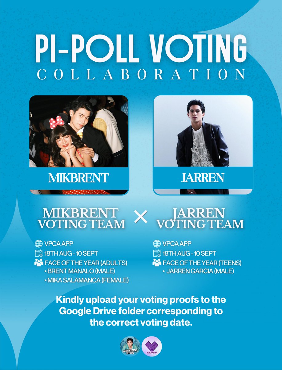 [📢] VOTING COLLABORATION ANNOUNCEMENT

We’re thrilled to share that the Jarren Voting Team is officially joining forces with <a href="/MikBrentVT/">𝗠𝗜𝗞𝗕𝗥𝗘𝗡𝗧 𝗩𝗢𝗧𝗜𝗡𝗚 𝗧𝗘𝗔𝗠</a> for Pi-poll Voting 2025! 🩵🤝💜

Collaboration Details:
• MikBrent Voting Team will vote behind Jarren Garcia in the Face Card of the Year –