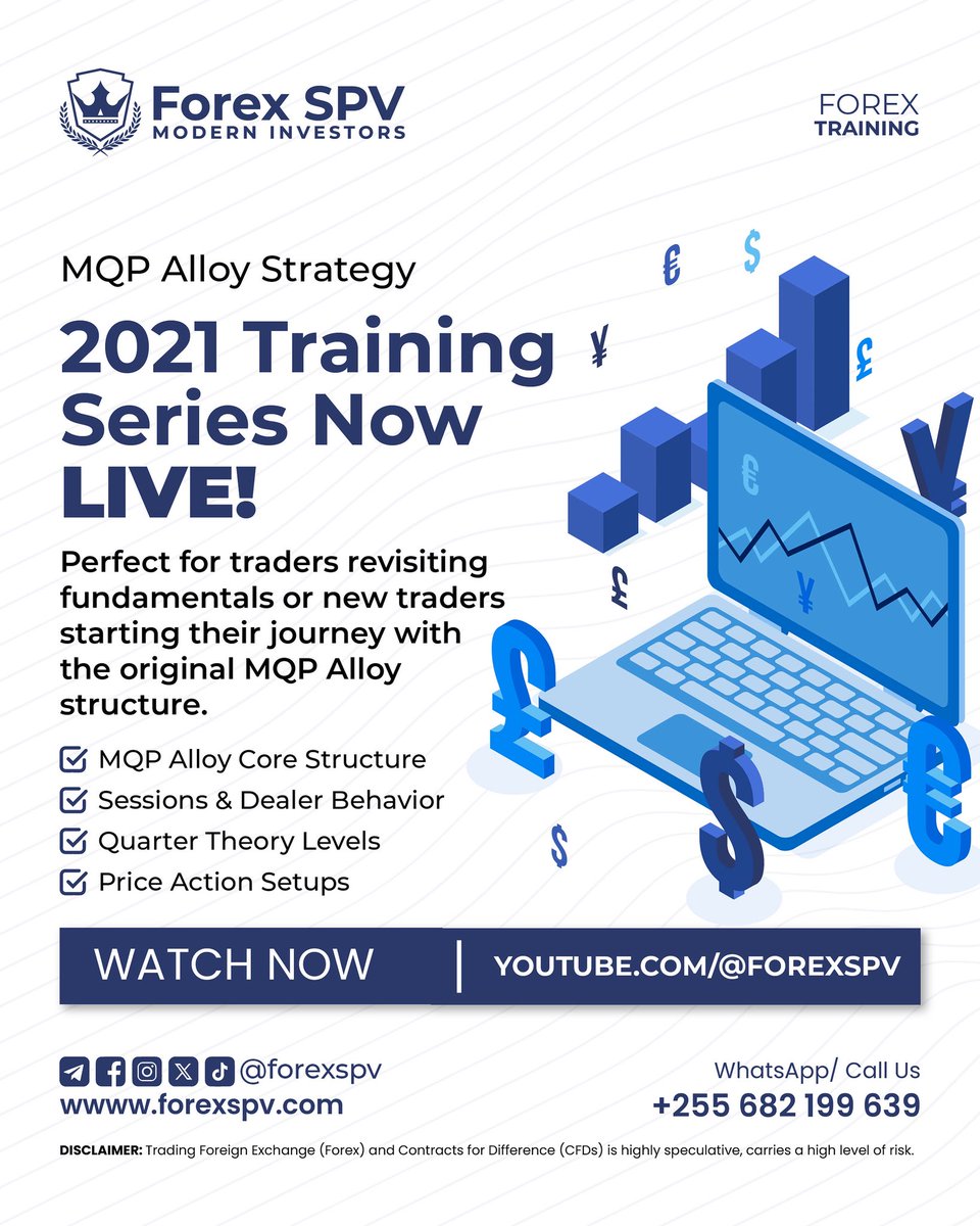 NorbertKimaryo's tweet photo. 📚 MQP Alloy 2021 Training Series is LIVE on YouTube!
Learn the core strategy, dealer behavior, quarter levels, and price action setups — all in one playlist.

▶️ Watch now: https://t.co/AfViZEjtlA

#forexspv #MQPAlloy #forexeducation #priceaction #tradingstrategy https://t.co/3dkVdNeEeK