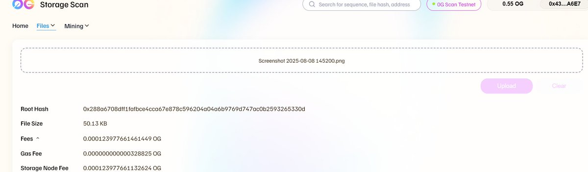 rakib453511's tweet photo. @0G_labs @Galxe Just uploaded a file on OG Storage Scan and the transaction was lightning fast โก๏ธ! Only 50KB with minimal fees and confirmed in seconds. Web3 storage feels smoother than ever ๐ฅ #Web3 #OGScan #FastTXN #OGLabs https://t.co/T4bKXCA9G2
