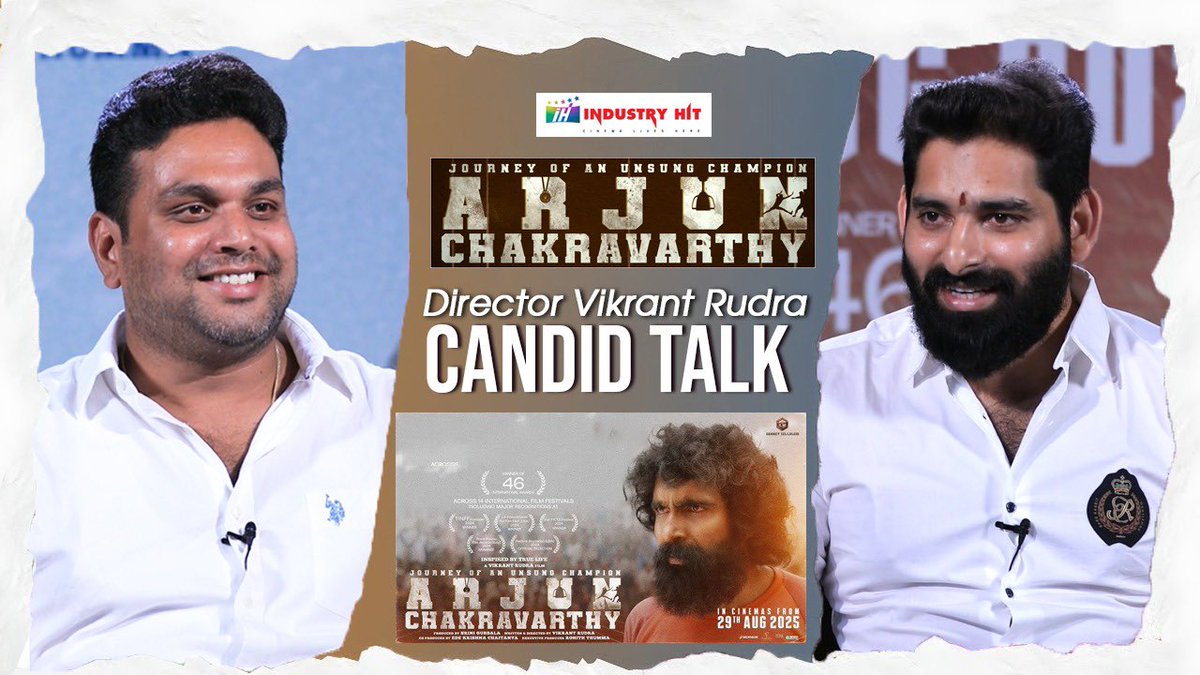 Director #VikrantRudra Shared Interesting things about his debut film #ArjunChakravarthy with <a href="/ShivaKumarB22/">Shiva Kumar B</a> <a href="/vikrantrudra7/">Vikrant Rudra</a>

Full Interview 👉🏻youtu.be/gdN0CUgI6Tw?fe…
 
#ArjunChakravarthyOnAUG29th