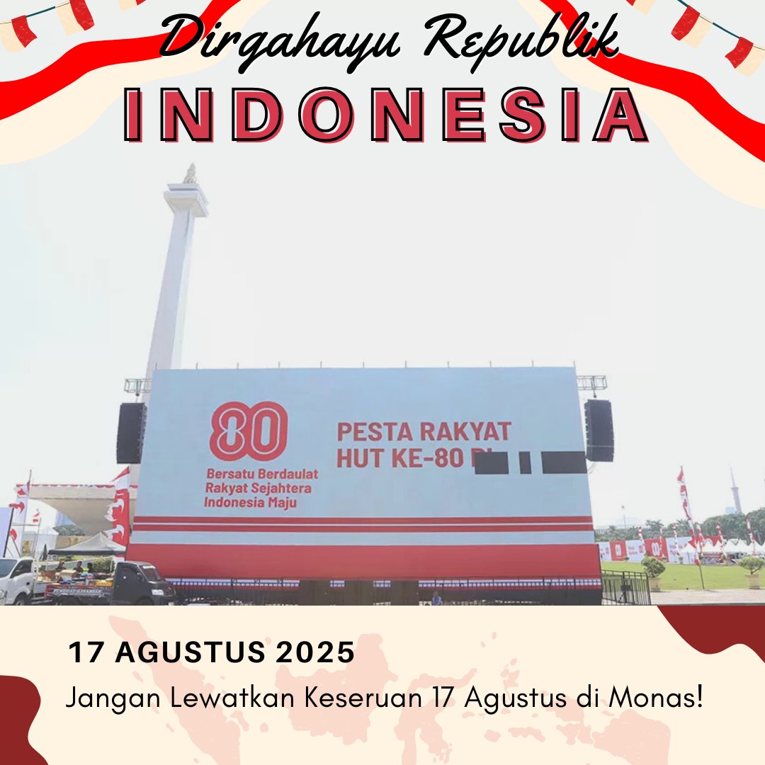 winteresti8's tweet photo. Mumpung banget libur harus ikut lah merayakan HUT RI yang ke 80 di monas, yok gass barengan 
Generasi Emas Berkarya wajib datang https://t.co/TntrX8Pd9S