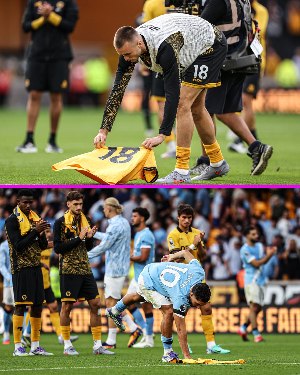 footballontnt's tweet photo. Rayan Cherki paid his respects to Diogo Jota after Man City's victory over Wolves 👏 https://t.co/Q53zAbCpks