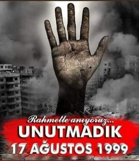 🇹🇷 26 YIL ÖNCE BUGÜN   
Tarihler 17 Ağustos 1999’u gösterirken 
03.02’de gerçekleşen büyük deprem de. 17 bin 480 kişinin ölümüne neden oldu. 

Depremde ölen vatandaşlarımıza Allah'tan Rahmet diliyoruz. Rabbim tekrarından ülkemizi ve milletimizi korusun inşallah.