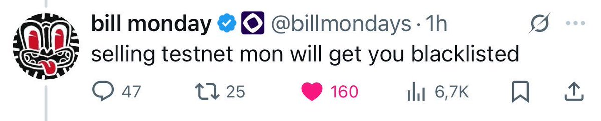 Team <a href="/monad/">Monad ⨀</a>  hiện đang theo dõi sát các hoạt động mua bán $MON bằng tiền thật qua OTC.

Nếu bị phát hiện, ví của bạn có thể sẽ bị cho vào danh sách đen.

Điều này có nghĩa là:
❌ Bạn sẽ mất tư cách nhận airdrop Monad trong tương lai gần
❌ Không có cơ hội