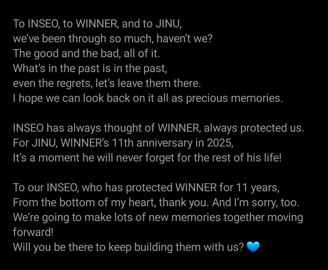 winneoooocent's tweet photo. #WINNER11thANNIVERSARY
#Sti11Here4WINNER
Thank u winner 🥹🙏💙💙💙💙
#지켜나가자_위너_11주년_영원히 https://t.co/cMsUCyldBg