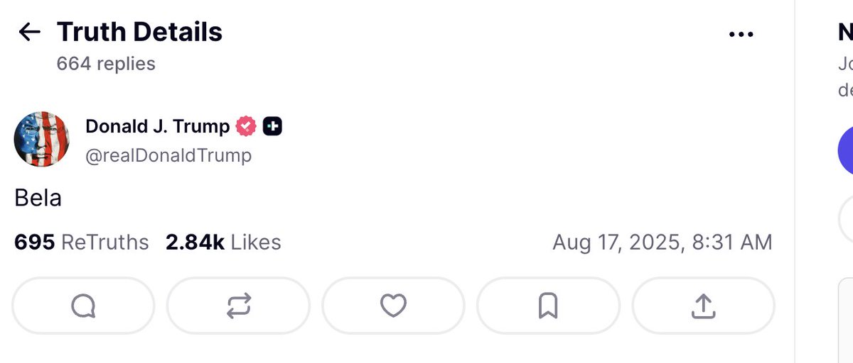 Trump just made a Truth Social post that just says Bela. 125k mcap after 30 minutes

$Bela

99mutYp2UwvPyA5ESaFCaDNTFgiE4mtt9bauPUMLpump