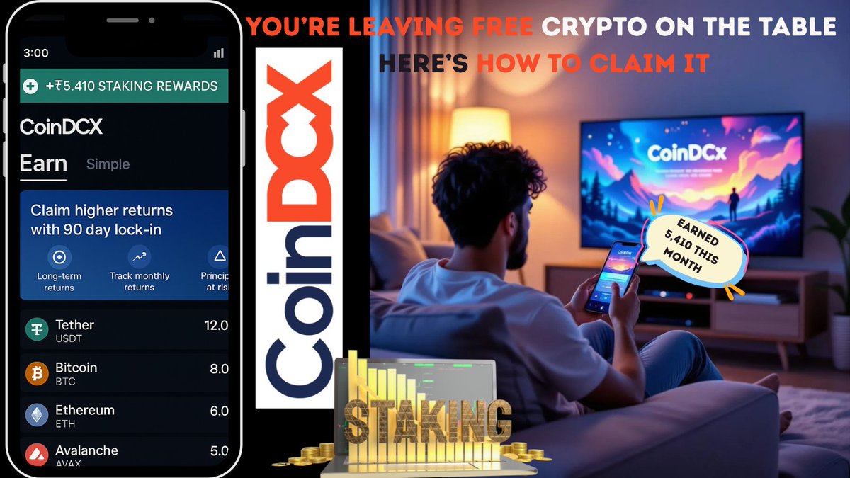 I made ₹5,410 last month… while SLEEPING.
No trading. No stress. Just staking.

Here’s how your idle crypto can pay rent 👇🧵

RT if you want free crypto ↓
#LearnKaroCryptoKaro #PassiveIncome