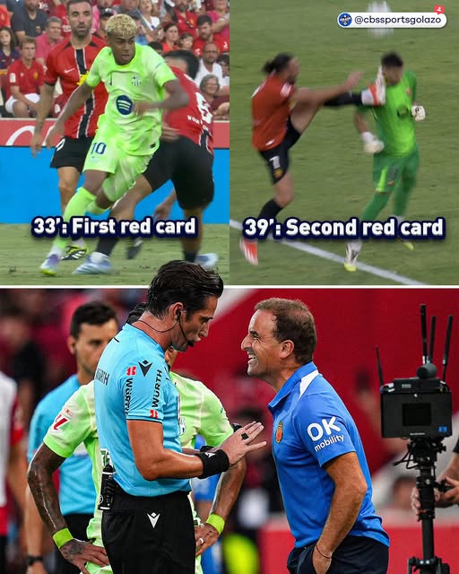 Referee gifted them La liga title last season. Started well from the first game. 
El árbitro les regaló el título de La Liga la temporada pasada. Empezaron bien desde el primer partido.
#BarcaMallorca 
#robbery  
#cheaterreferee