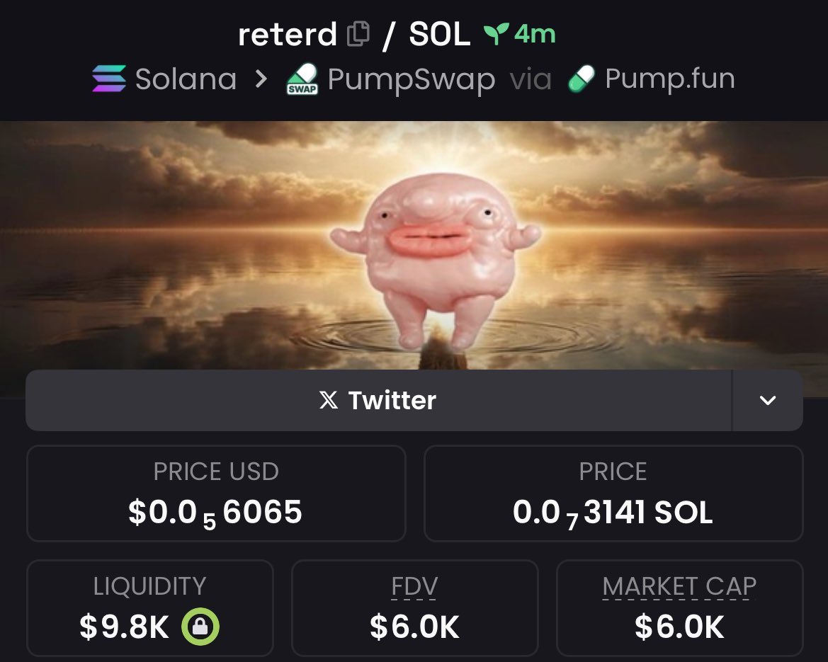 danielfeng727's tweet photo. $reterd
📊 Chart sniper:
$6.0K MC→ $329K
📥 DM for chart-ready plays

6dRL9aHuzw4LNqQG4MAX4UTi31LmjornSUF1RMYk9Myh

#ChartSniper #SolanaCharts #GemMoves #CryptoSignals #MarketEdge
#Crypto #memecoin #Solana #Binance       #Ethereum #BTCUSD #pumpinghuge https://t.co/r6x7XoDUaG