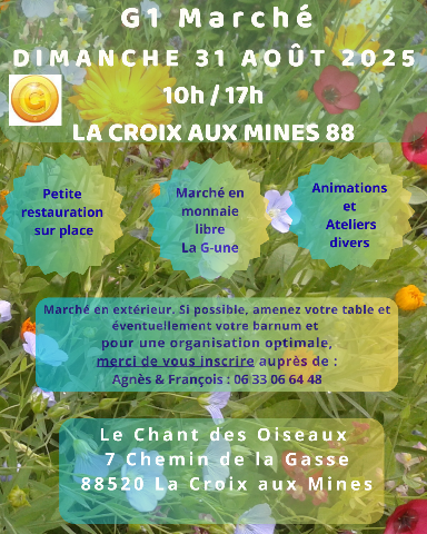 monnaie_libre's tweet photo. Ğmarché La Croix aux Mines 88 Vosges
dimanche 31 août

#MonnaieLibre https://t.co/lYM0gklpna