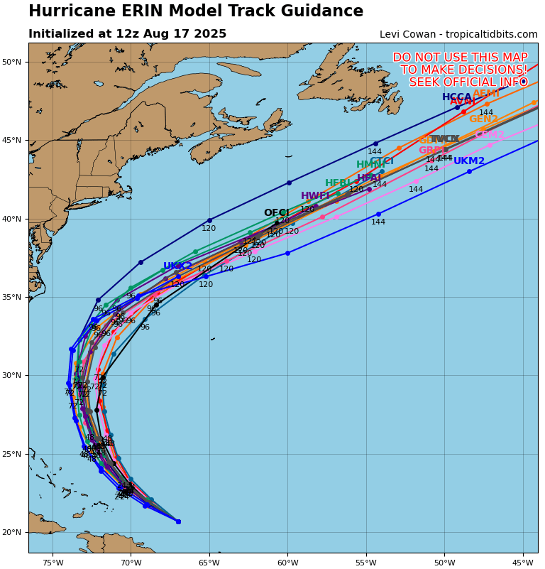 Hurricane #Erin will still miss the Mainland. Not sure who needs to hear that at this point.