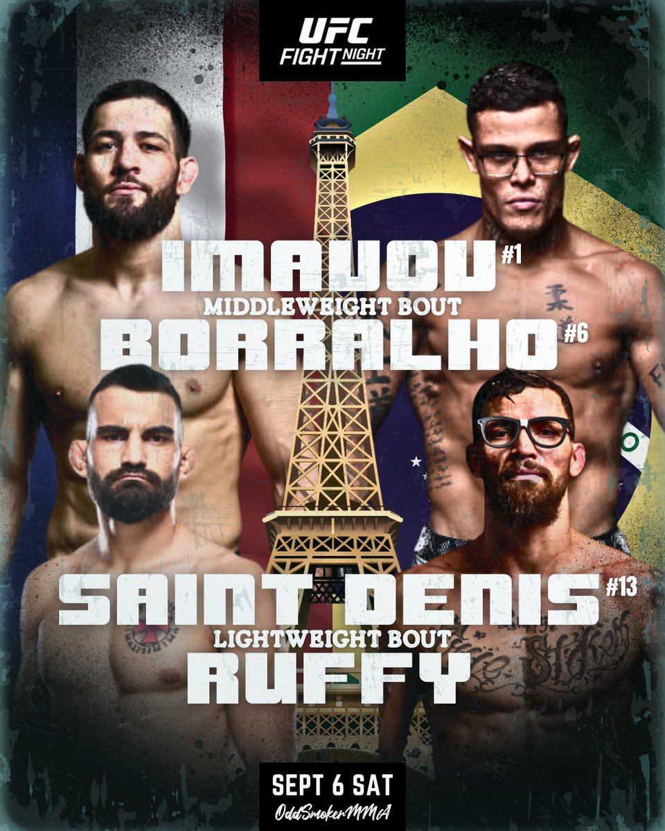 UFC Paris is right around the corner and we have a pair of bangers headlining in France! 🇫🇷

Nassourdine Imavov and Caio Borralho meet in the main event, while Benoit Saint Denis faces off against Mauricio Ruffy in the co-main.

Can Imavov and Saint Denis defend their turf