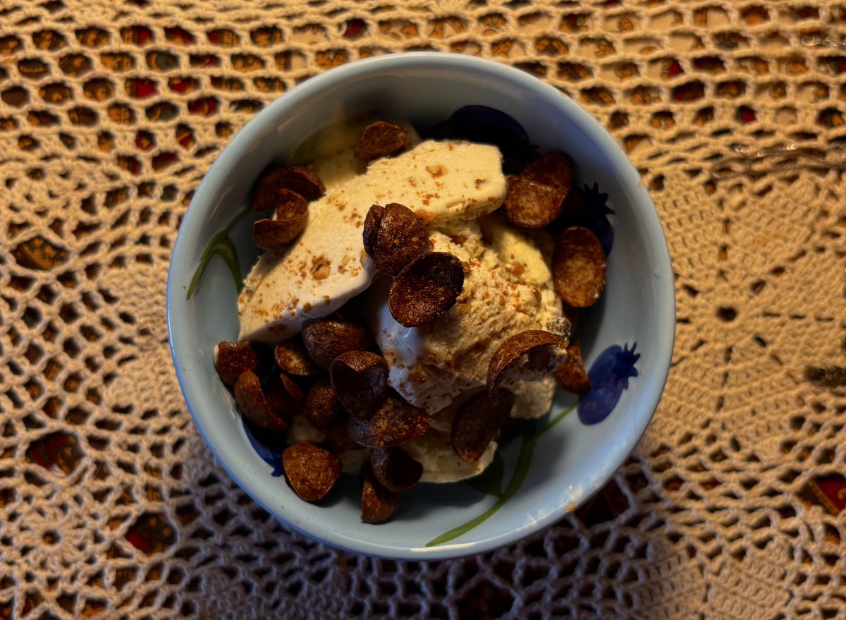ice cream with cinnamon and cereal is the best breakfast I've ever eaten