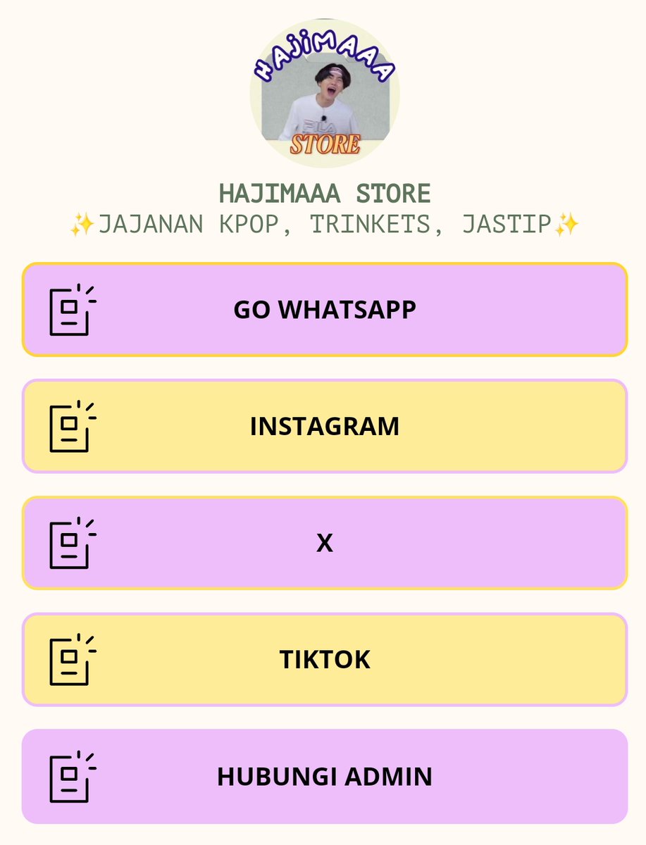 HajimaaaStore's tweet photo. Guys, kalau perlu informasi lebih banyak mengenai toko kami, silahkan taplink di bio yaa....

Atau klik disini👇👇
https://t.co/nSlLfrXU7x https://t.co/DXJW6jcd2u