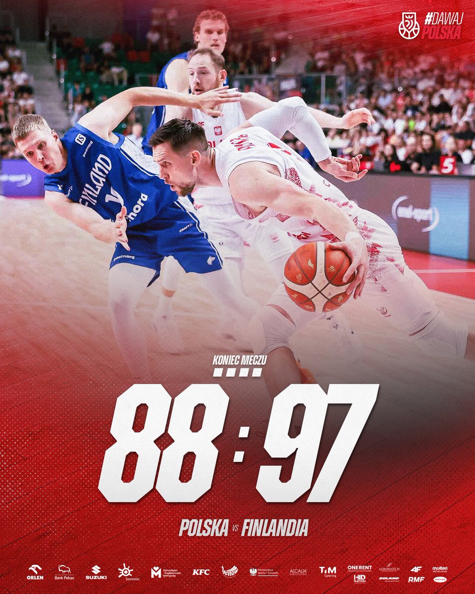 Koniec spotkania w Sosnowcu 🏀 Rywale wygrali 97:88. Za cztery dni ostatni sparing przed EuroBasketem - tym razem zmierzymy się z Finami w Helsinkach 🔜
______
<a href="/GrupaORLEN/">ORLEN</a> <a href="/BankPekaoSA/">Bank Pekao S.A.</a> <a href="/PolskaSuzuki/">Suzuki Polska</a> <a href="/AerowatchPolska/">Aerowatch Polska</a> <a href="/4F_official/">4F_official</a> <a href="/SPORT_GOV_PL/">Ministerstwo Sportu i Turystyki</a>