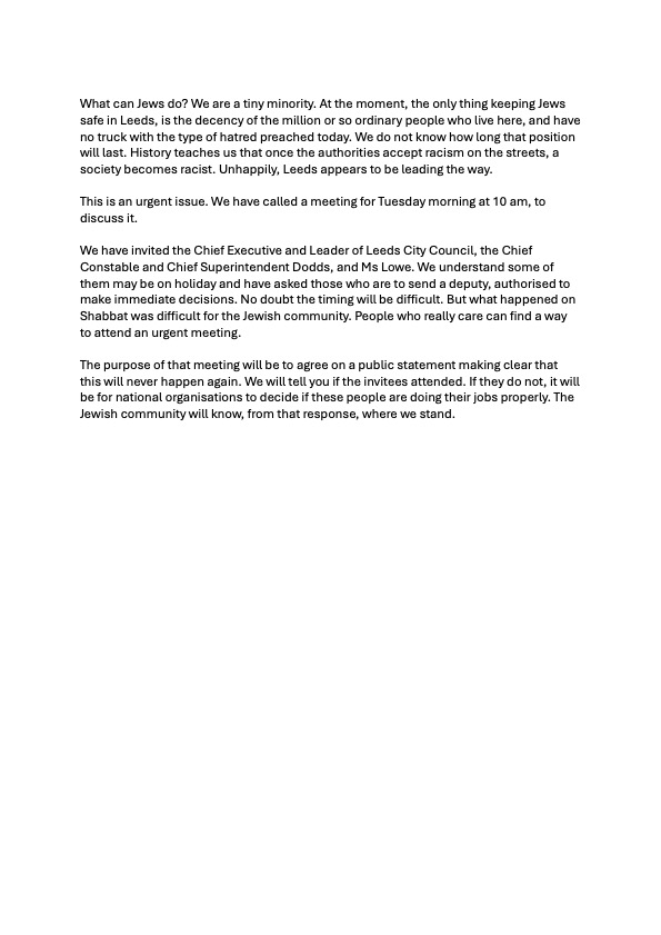 Jewish Leeds (@jewishleeds) on Twitter photo LJRC Statement regarding events of Saturday 16th August LJRC Statement regarding events of Saturday 16th August