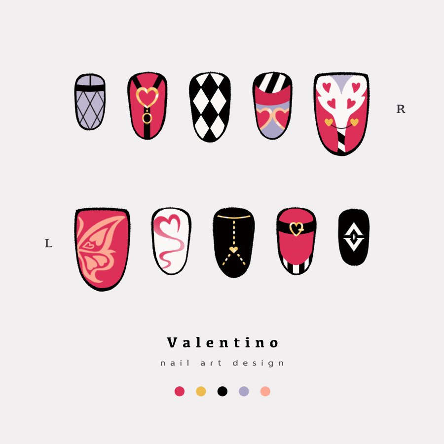Nail art design for Val
somehow It got a bit festive⛄
#HazbinHotel #Valentino
#HazbinhotelValentino