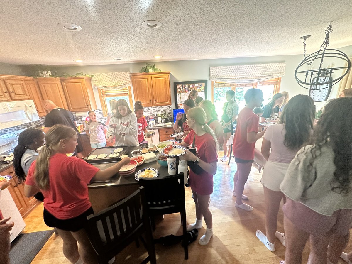 CentralWSoc's tweet photo. Yesterday we had breakfast for dinner as a team which was followed up by a very intense trivia contest that was led by quizmaster Coach Goodman who also hosted us! Fun was had, as were many many eggs (see last picture). Thank you to the Goodman family for hosting!!

#GoDutch 🔴⚪️ https://t.co/qGxx7CtXY9