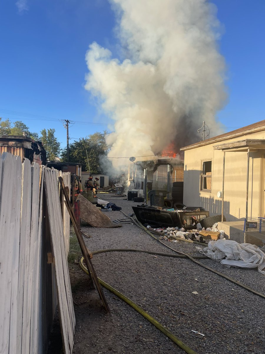 Structure fire this morning near ￼Wrondel and Linden. Condemned double wide.