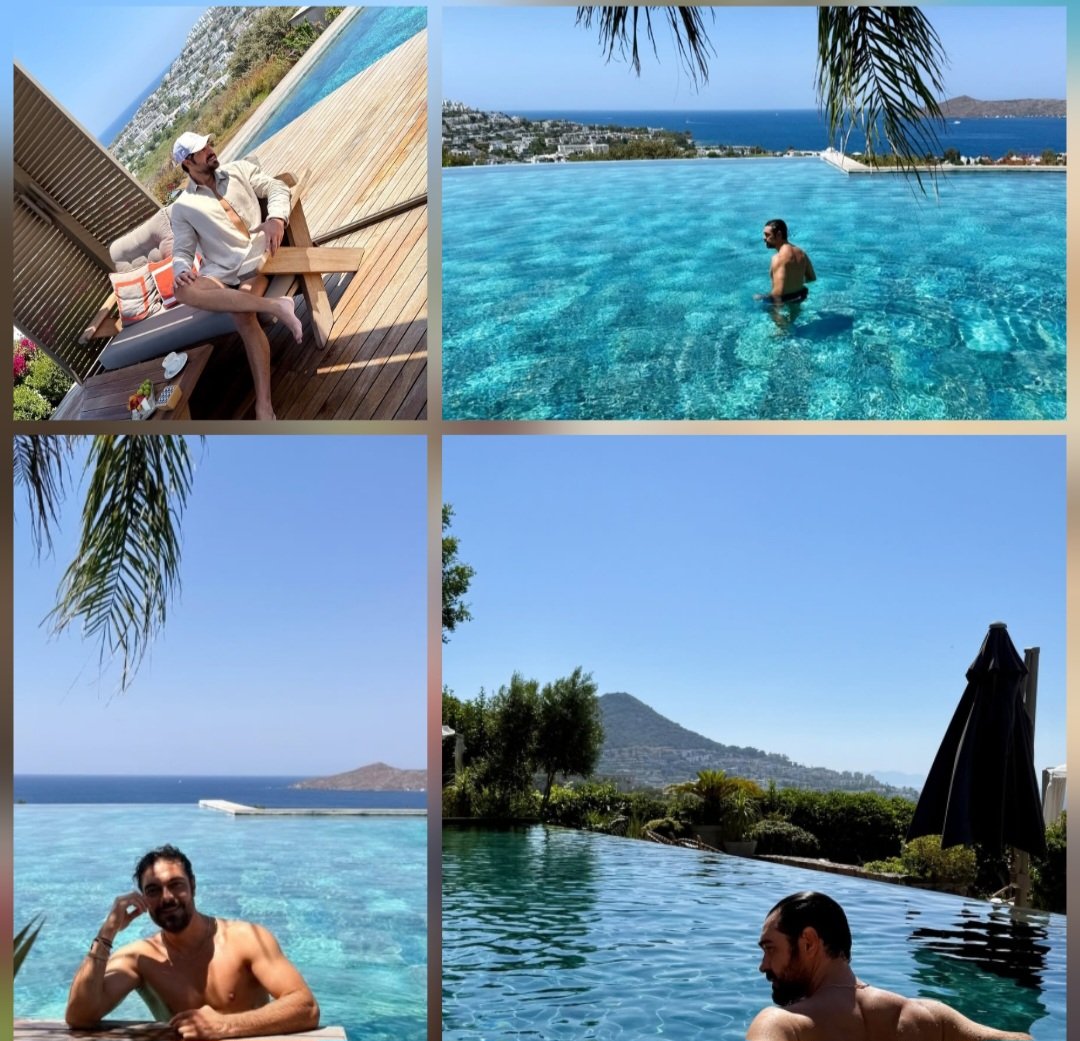 Summer vibes 🌊🩵🍸

Probably Aunt Hulya right now "Maşallah, Maşallah 🧿🧿🧿" 
😂😂😂

#HalilİbrahimCeyhan