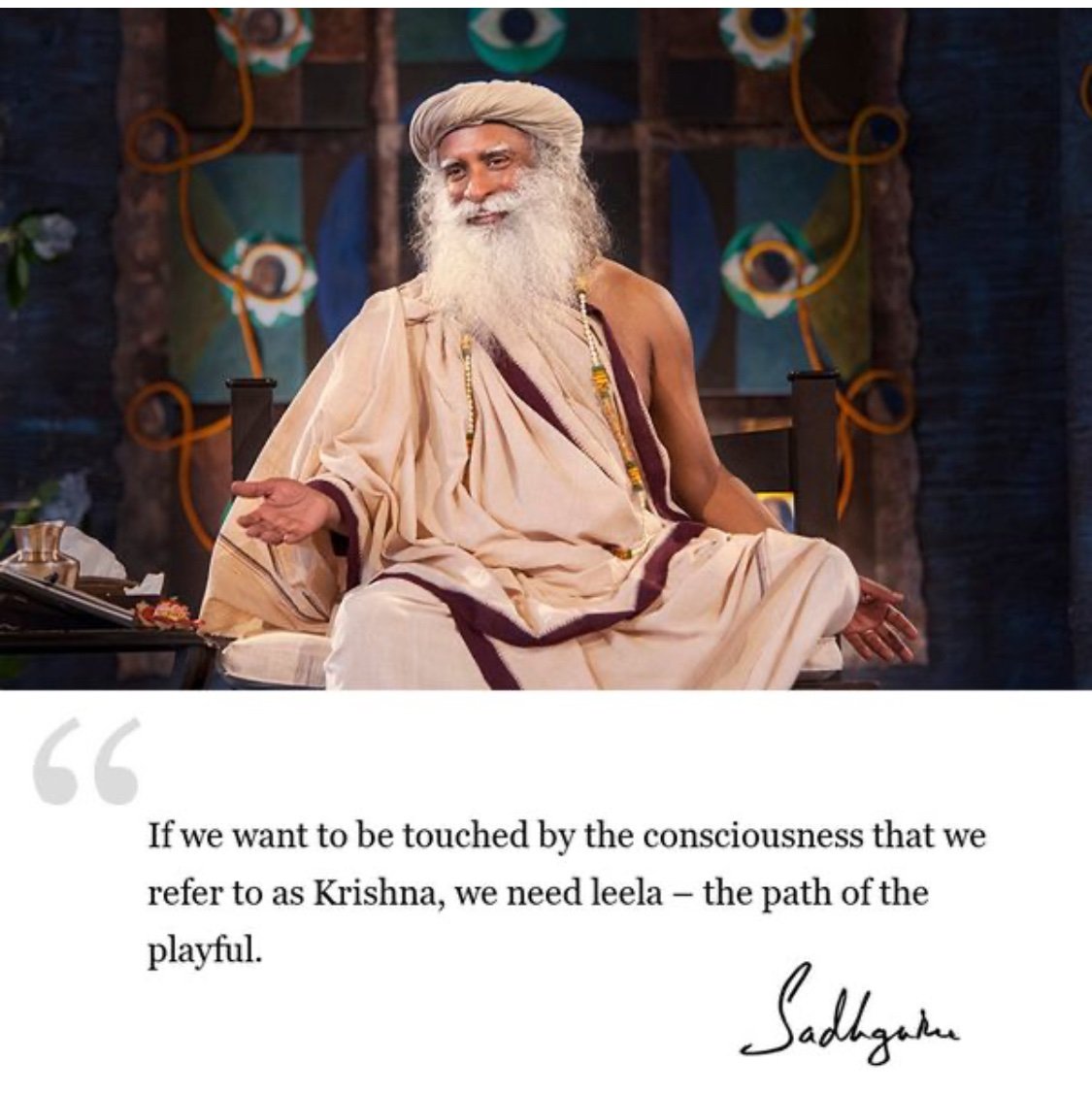 Leela represents a playful approach to life, where one embraces all experiences, even difficult ones, with joy and lightness.

May we live our Life as a Celebration, finding joy in every moment and experience, 

like you <a href="/SadhguruJV/">Sadhguru</a>! 🙇

#KrishnaJanmashtami  #SadhguruQuotes