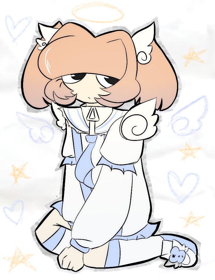 2_raincandy's tweet image. redraw of smt old, stat in tenshi kawaii fashion yello!

#stat #statregretevator
