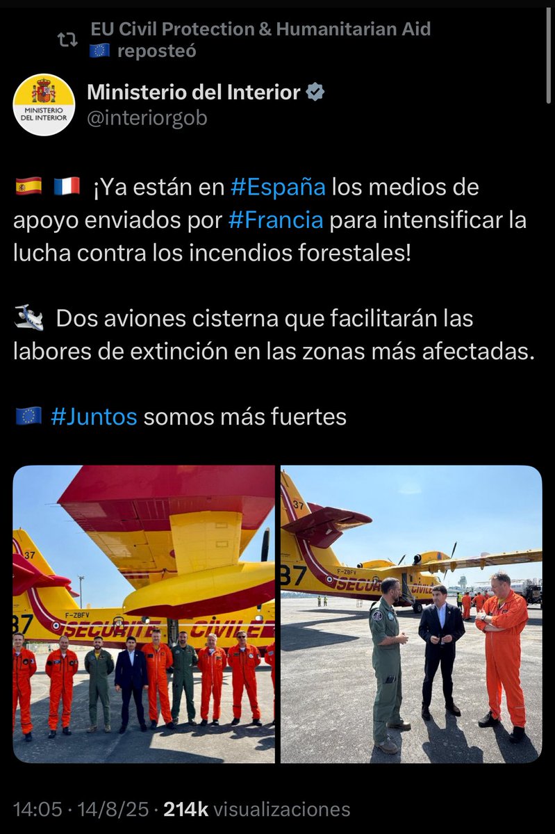 FernandoSMEU's tweet photo. Gracias a @EU_Commission @eu_echo @hadjalahbib por todo el apoyo a España desde que se comunicó la situación de fuegos en España al principio de esta semana y por la rápida activación del #MecanismoDeProtecciónCivilUE #EUCPM y a todos los Estados Miembros que han ofrecido ayuda https://t.co/IVT1MgD8vN
