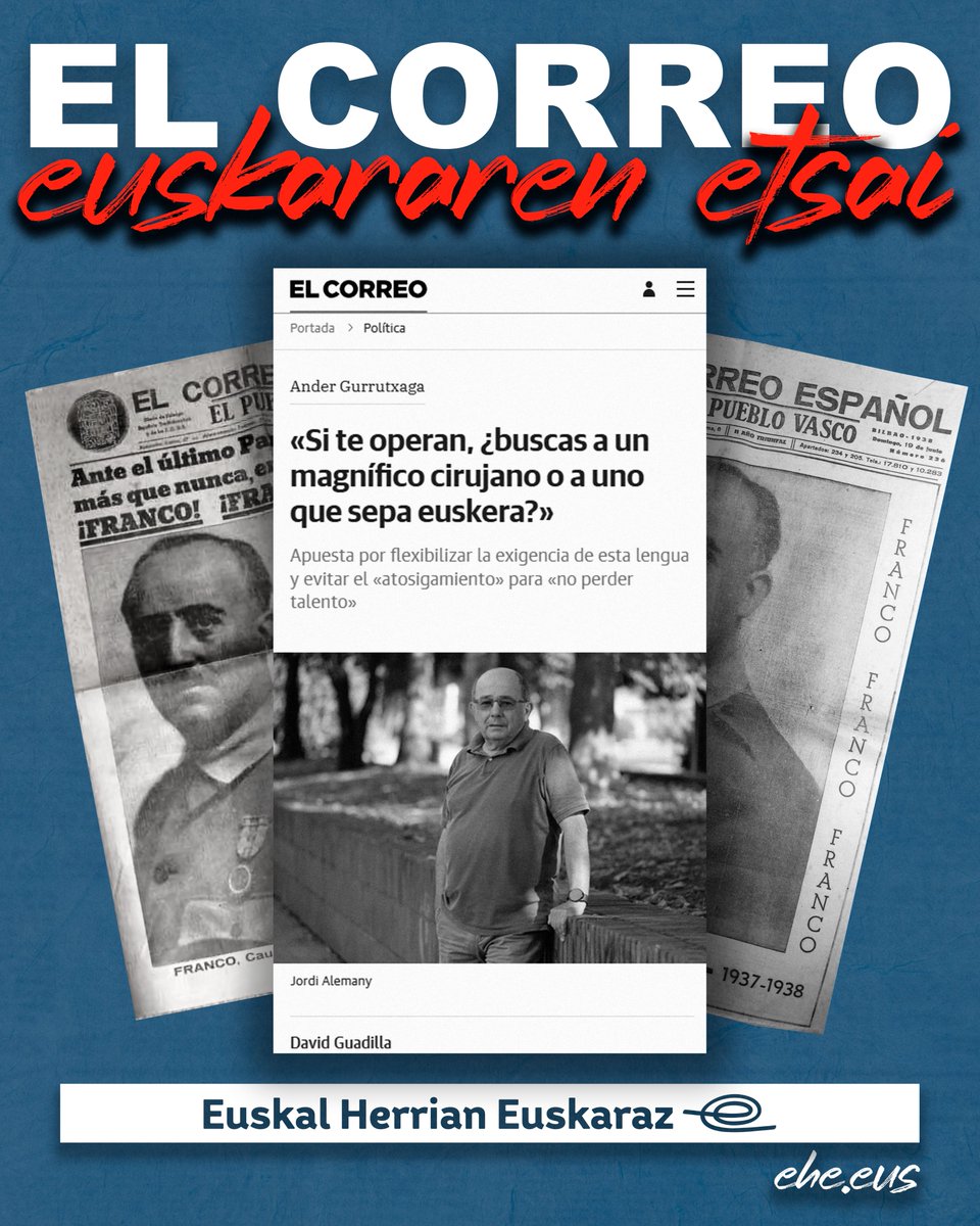 Euskal Herrian Euskaraz (@ehebizi) on Twitter photo Zabor euskarofoboa zabaltzen
duten hedabideen oldarraldi
mediatikoak ez du etenik! 💩
Gure eskubideen zapalkuntzaren
aurrean, euskaldunok beti tinko! 🔥
#elcorreoeuskararenetsai Zabor euskarofoboa zabaltzen
duten hedabideen oldarraldi
mediatikoak ez du etenik! 💩
Gure eskubideen zapalkuntzaren
aurrean, euskaldunok beti tinko! 🔥
#elcorreoeuskararenetsai