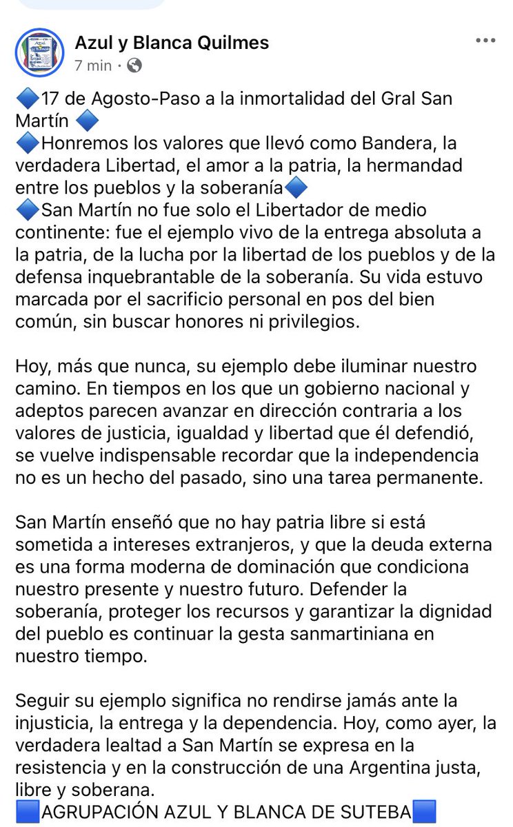QSuteba's tweet photo. 🔷17 de Agosto-Paso a la inmortalidad del Gral San Martín 🔷
🔷Honremos los valores que llevó como Bandera, la verdadera Libertad, el amor a la patria, la hermandad entre los pueblos y la soberanía🔷 https://t.co/aKdZsVzZWY
