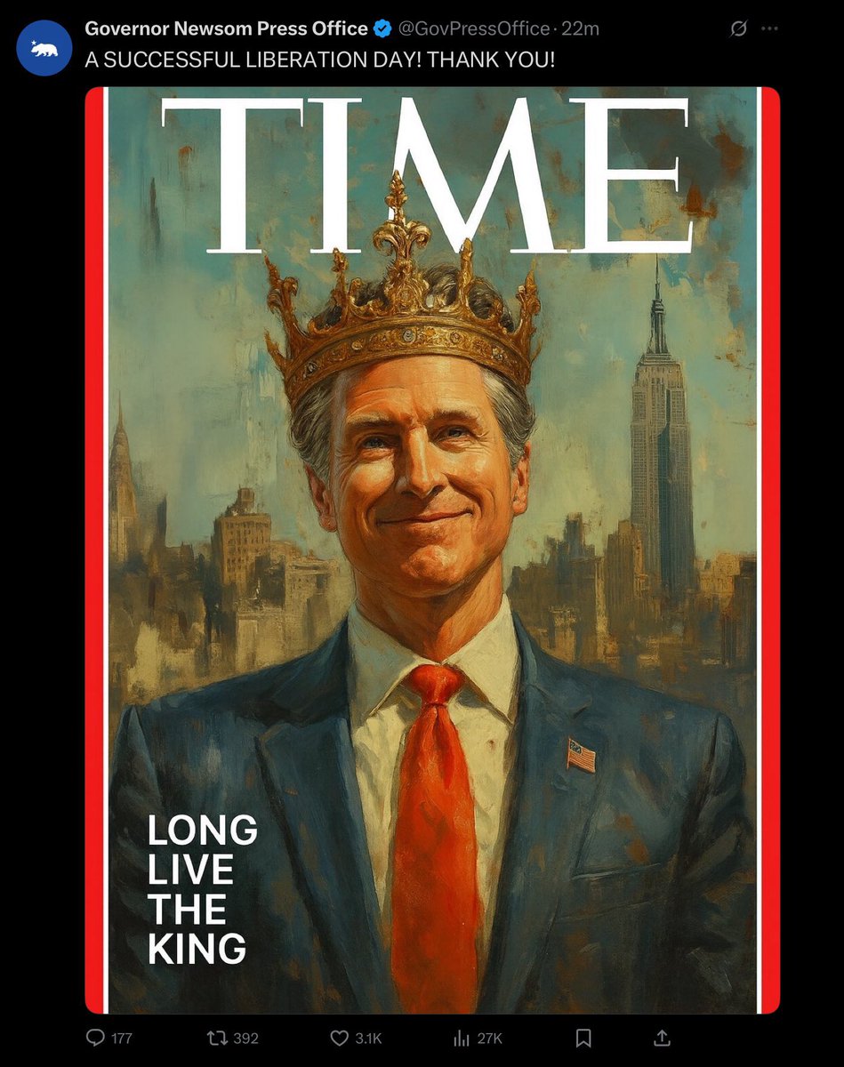 odinikaeze's tweet image. Long Live King Gavin C. Newsom!