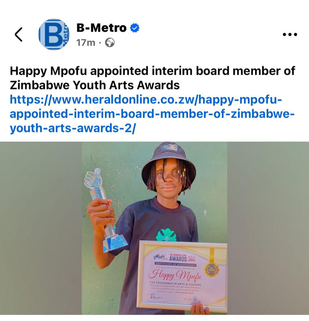 🌟 Honored to be appointed as Interim Board Member of the Zimbabwe Youth Arts Award, serving as Deputy Executive Director &amp; Director of Compliance &amp; Nominations 🙌🏾. Excited to contribute to shaping the future of our creative sector 🎭✨ #ZimbabweYouthArtsAward #ArtsLeadership