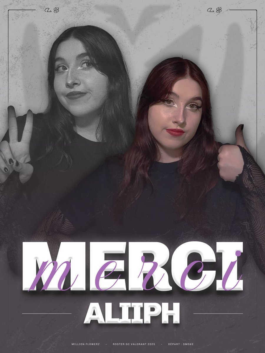 Aujourd’hui, <a href="/Aliiphh/">Aliiph</a> met sa carrière compétitive sur pause pour un moment.

Un immense merci pour toute l’implication et l’énergie que tu as apportées chez nous ! 

Elle reste cependant à nos côtés en tant que 6ᵉ joueuse pour continuer à soutenir le roster GC !

#MFZONTOP 💜🖤