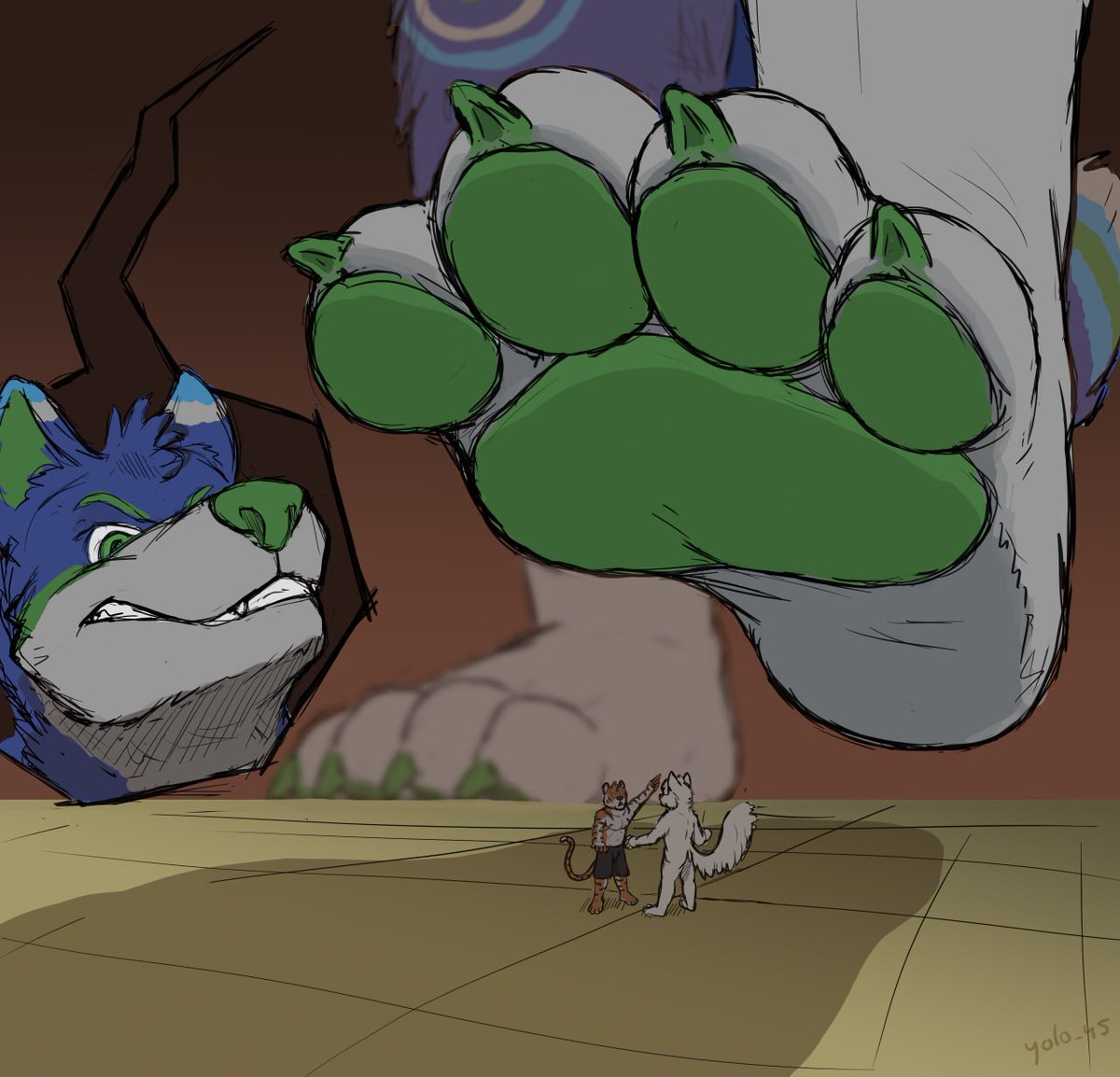 Big steppies on day 17 of #Pawgust 

🎨<a href="/RoshanTiger1/">🌴 Roshan Tiger 🏖</a> 

Feat <a href="/RoshanTiger1/">🌴 Roshan Tiger 🏖</a> and <a href="/Vanilla28310703/">Vanilla</a>