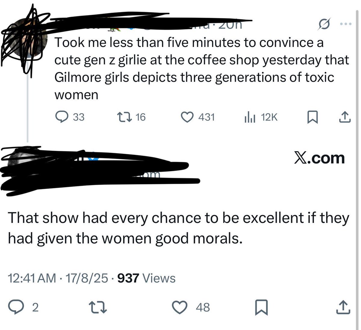 As a writer it will never not baffle me that people think shows are BETTER when characters have good morals. Flawed characters create plot my friends. There’s no joy in watching three women make all the right choices for one hour