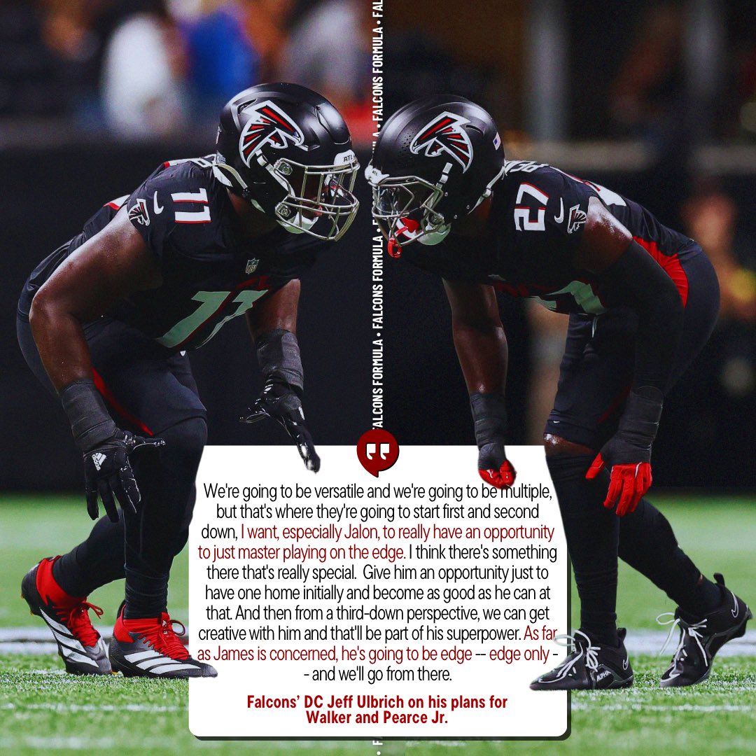 FalconsFormula's tweet image. The #Falcons rookies have slightly different paths, but will be immediate contributors on defense. 

#NFL #NFLPreseason #AtlantaFalcons #JalonWalker #JamesPearceJr