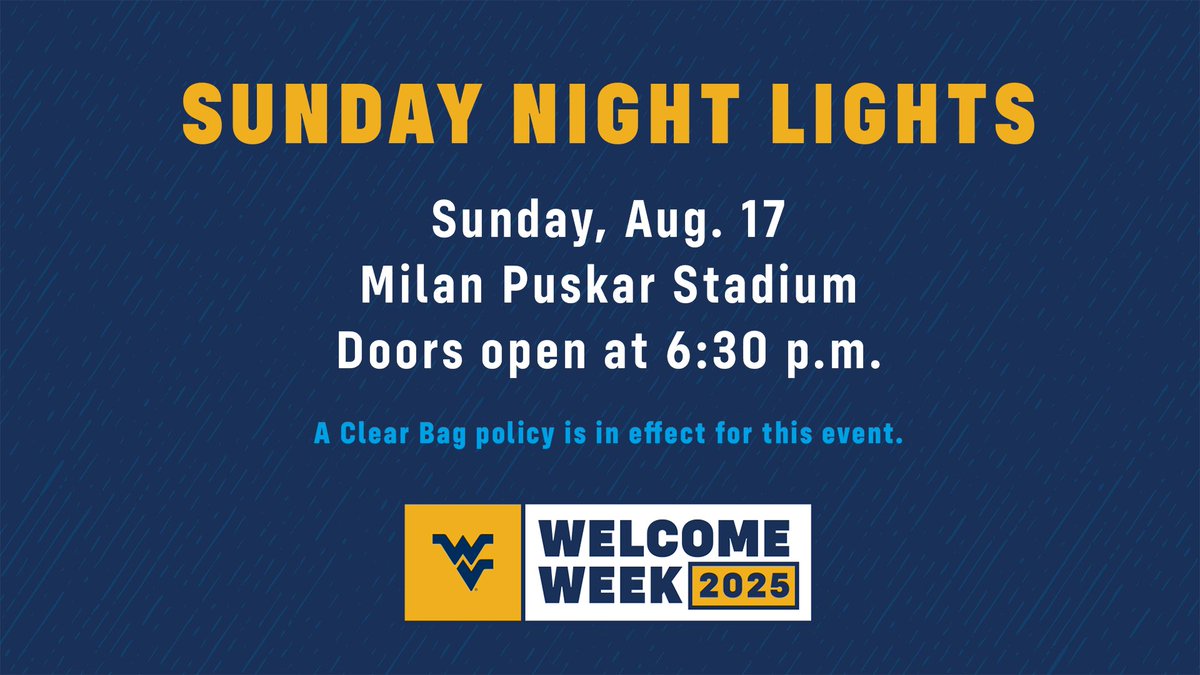 The Class of 2029 comes together for the first time for an evening of activities!

Sign the Class of 2029 flag, watch a performance from the Mountaineer Marching Band, take your photo together in state formation, and sing Country Roads. 

Watch the event: go.wvu.edu/4GA66