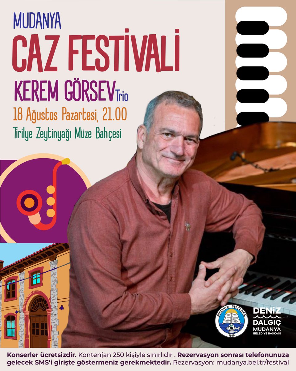 Yarın 18 Ağustos Mudanya Caz Festivali saat 21.00 <a href="/MudanyaBel/">Mudanya Belediyesi</a>