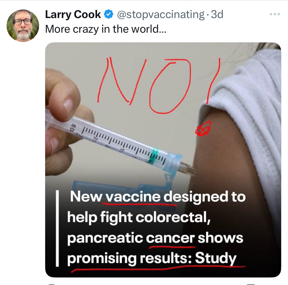 Confirmed

Even if a vaccine LITERALLY CURES CANCER anti vaxxers wouldn't want it.

They would literally rather die than break their irrational ideological opposition to any and all vaccines.

It's a bizarre cult
