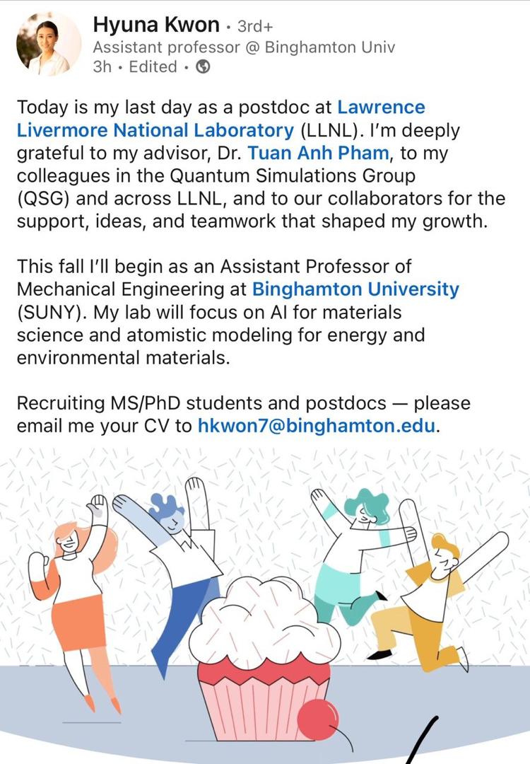 Sir_Rexpect's tweet photo. โ๏ธ Fully Funded MS/PhD & Postdoc Positions in AI for Materials Science at Binghamton University (SUNY)
RT or tag your friends who might be interested ๐ค๐งช
๐ #SmartMaterialsLab
#FundingOpportunity #xcel360
Letโs connect on X and LinkedIn. Repost or share the link to spread the opportunity!