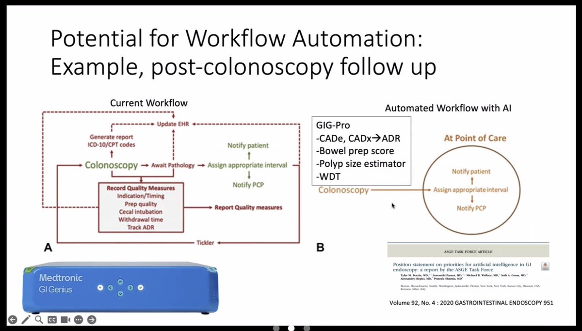 helpatologist's tweet photo. Ai in G! ⚡️

so much potential but there’s also the risk of deskilling endoscopists. 

Fascinating talk by Michael Wallace on how to best harness AI in practice at the AdventHealth GastroHep Update Conference https://t.co/lESbJUY2k3