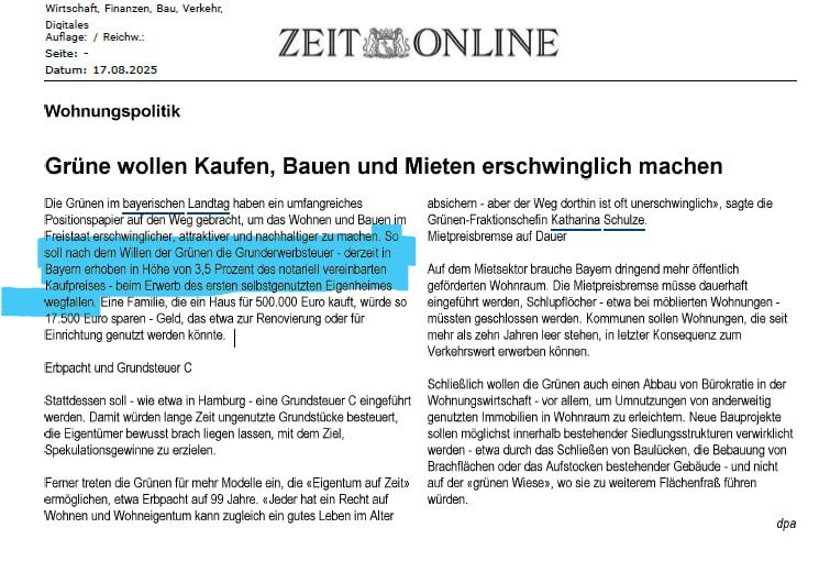 KEbnerSteiner's tweet image. Jetzt schreiben auch die Grünen bei uns ab! Wegfall der Grunderwerbsteuer für die erste selbstgenutzte Wohnimmobilie: Seit Jahren eine zentrale AfD-Forderung. Wenn selbst die Ökoextremen schon bei uns abschreiben, muss es wirklich schlimm ums linke Lager stehen!